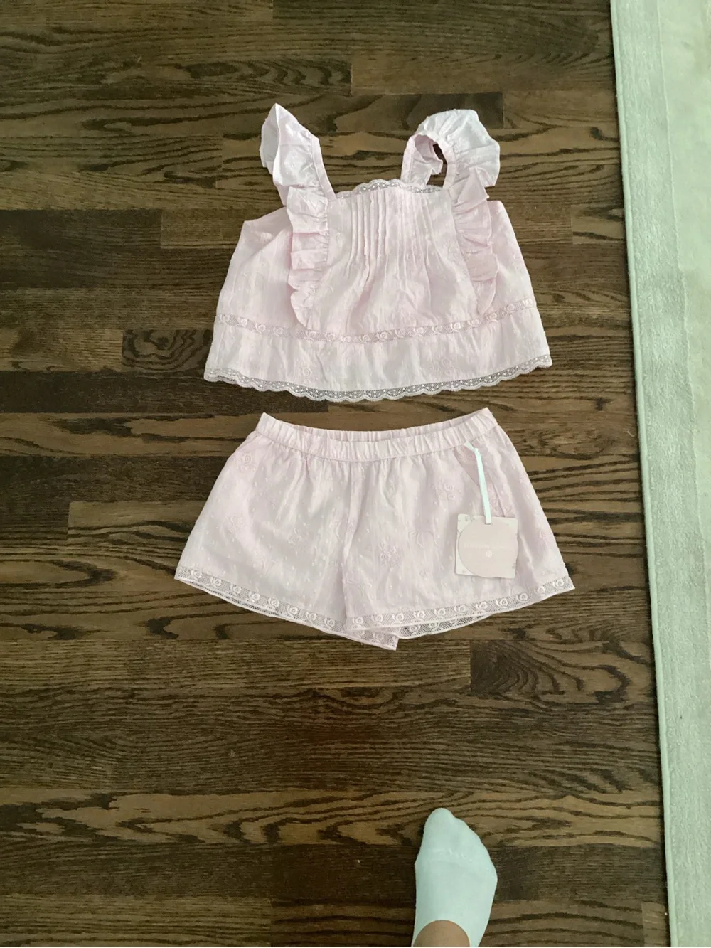 LoveShackFancy Light Pink Ruffle Tank & Short Set